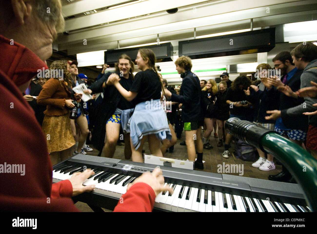 Boston No Pants Subway Ride Stock Photo