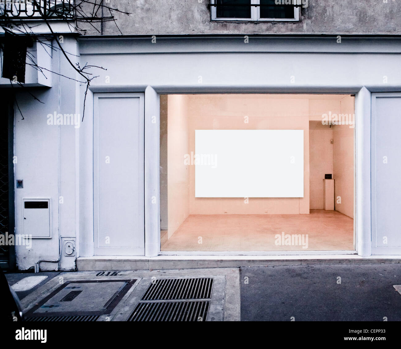 View from outside to an empty art gallery room Stock Photo