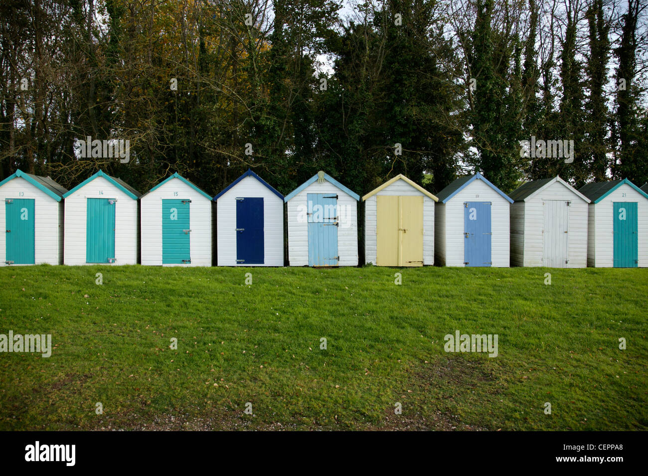 Beach huts on the English Riviera. Stock Photo