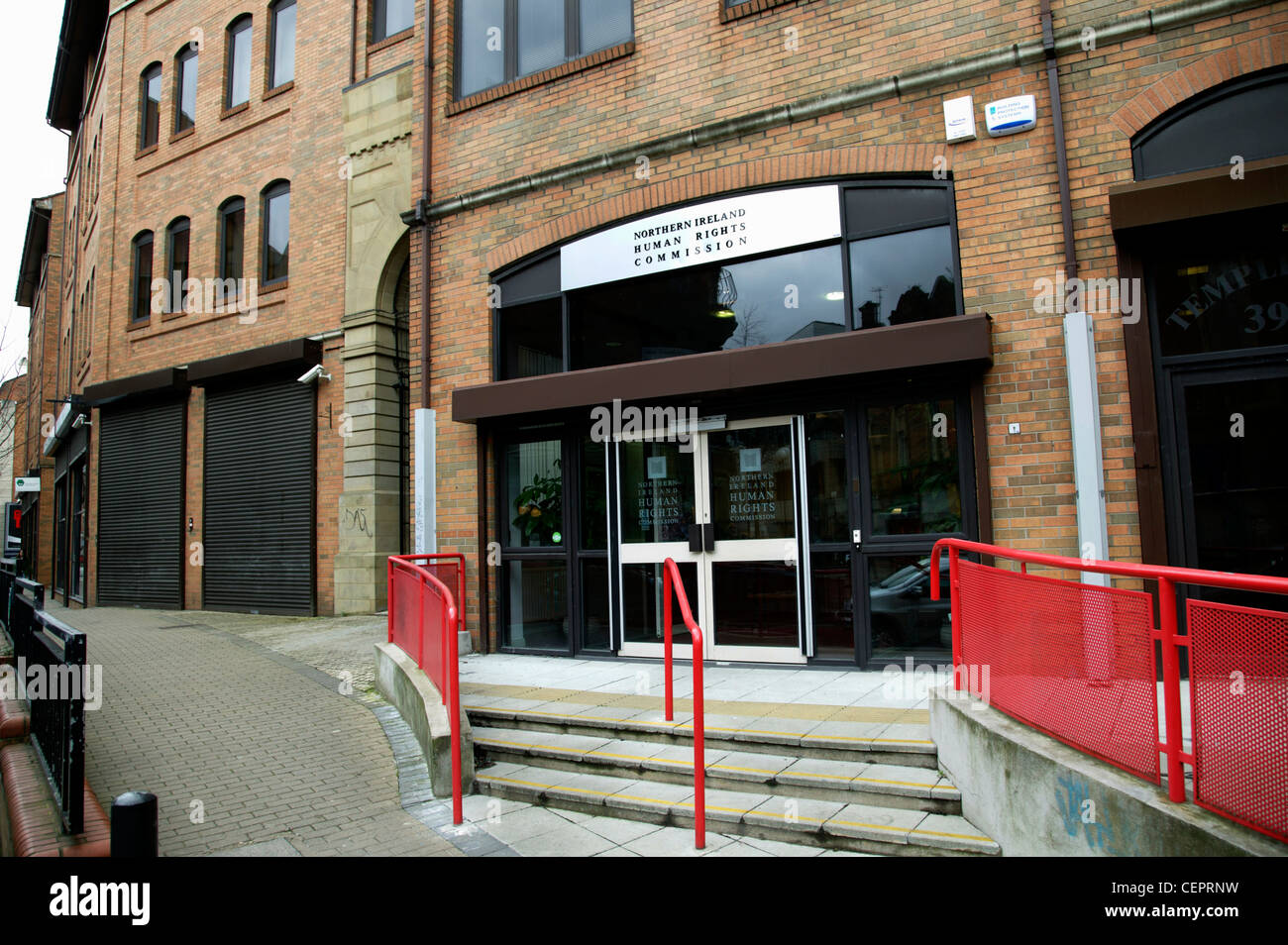 Exterior of the entrance to the Northern Ireland human rights commission offices. Stock Photo