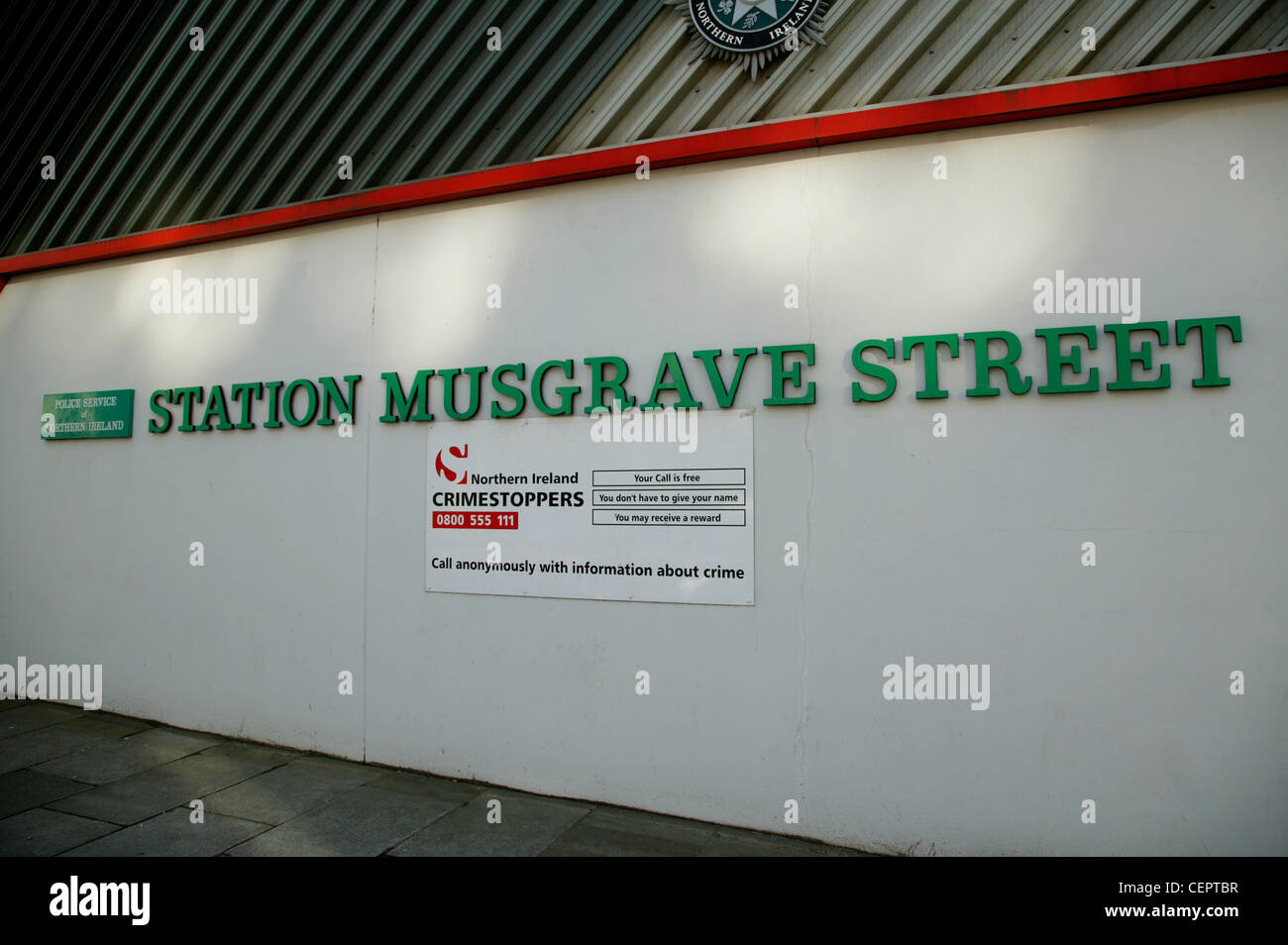 Exterior view of the Police station at Musgrave Street in Belfast Stock