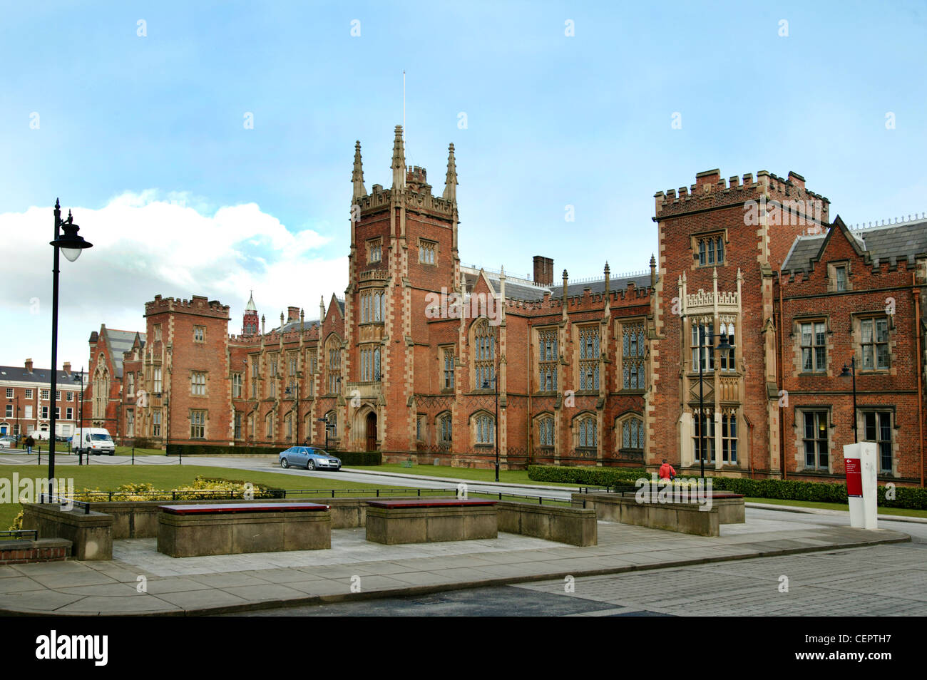 Exterior view of the Queens University of Belfast and its grounds Stock