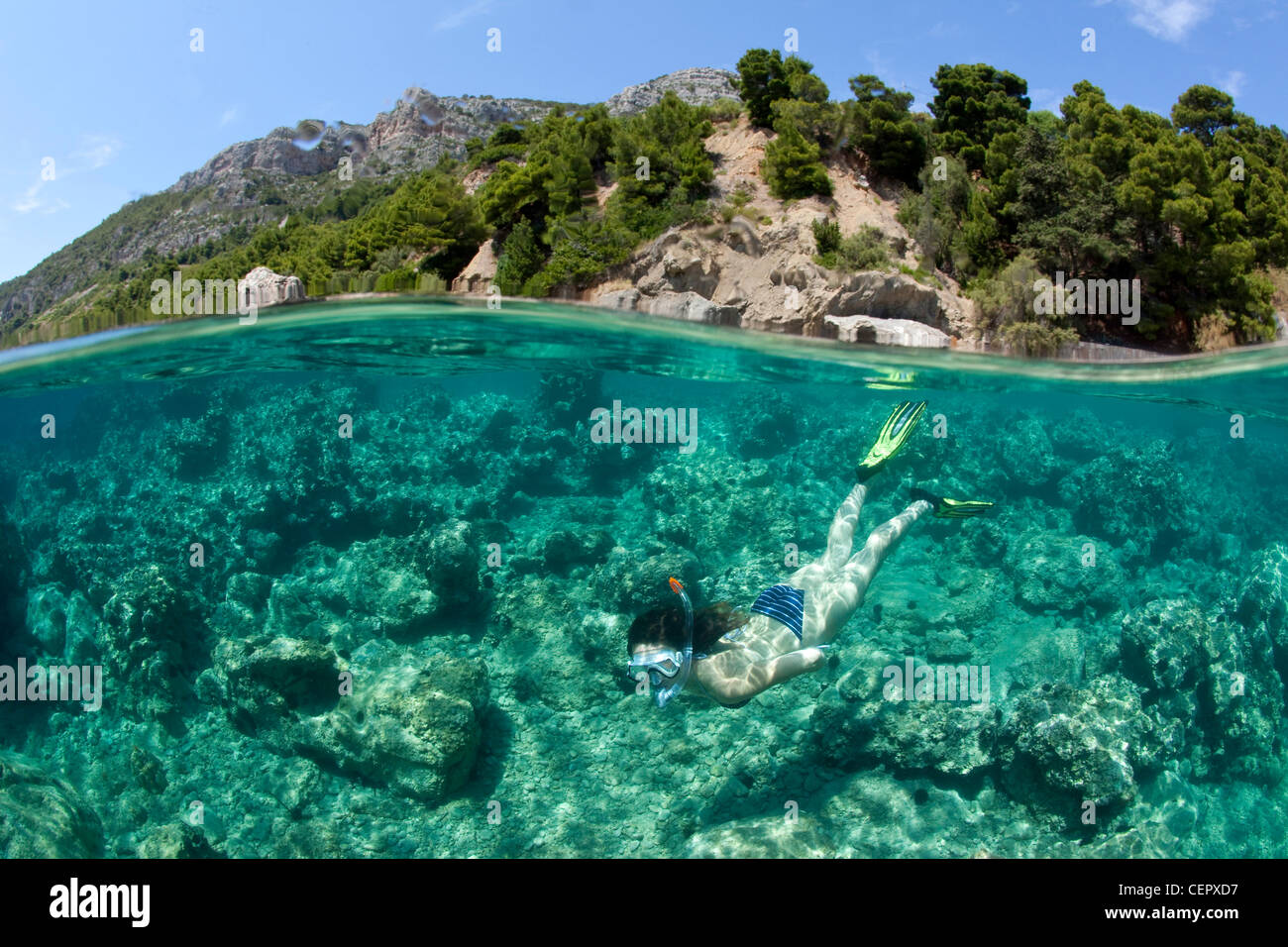 Snorkeling in Croatia, Vis Island, Adriatic Sea, Croatia Stock Photo