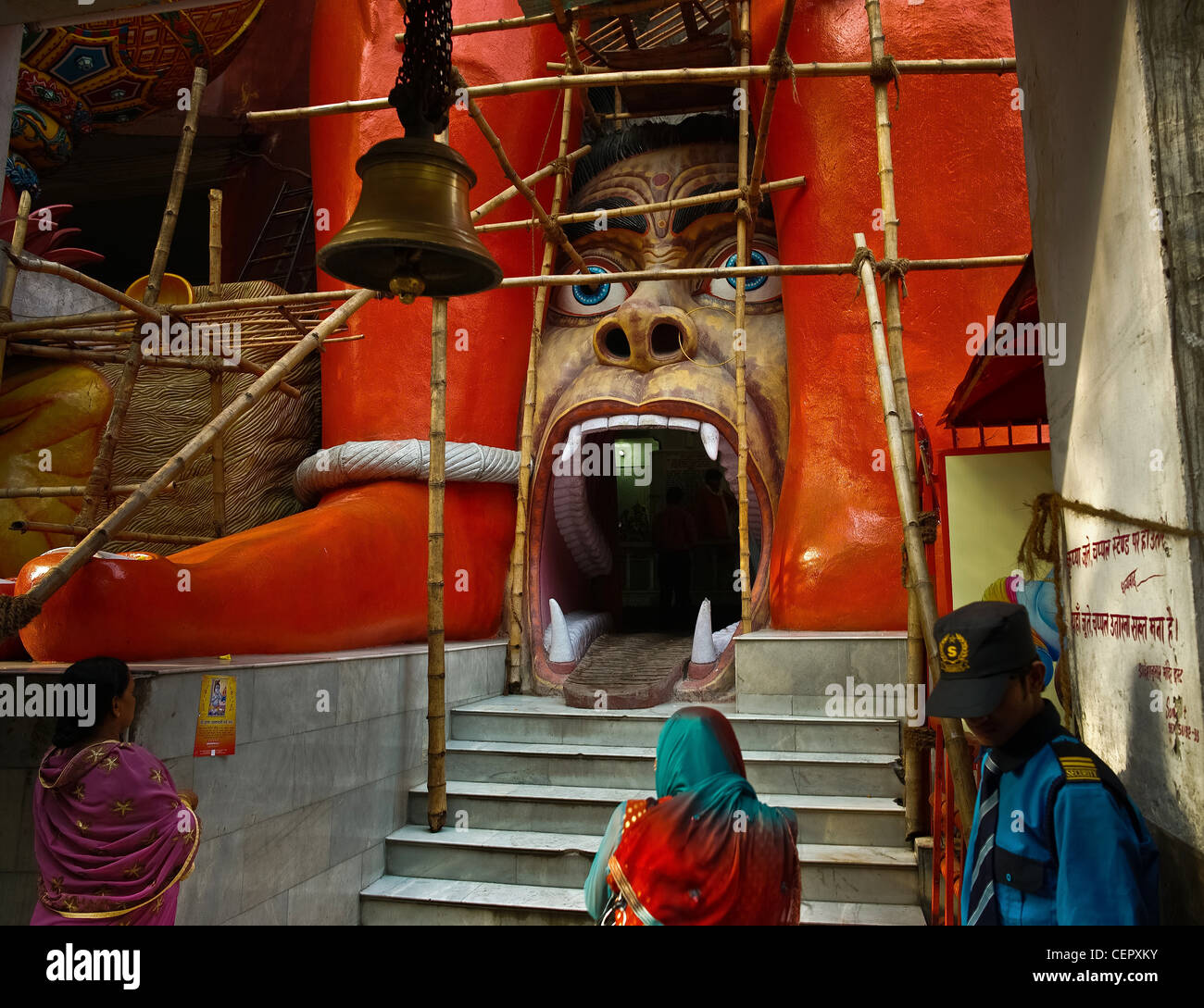 New Delhi, The entrance of the Hanuman Temple of Delhi, the Monkey ...