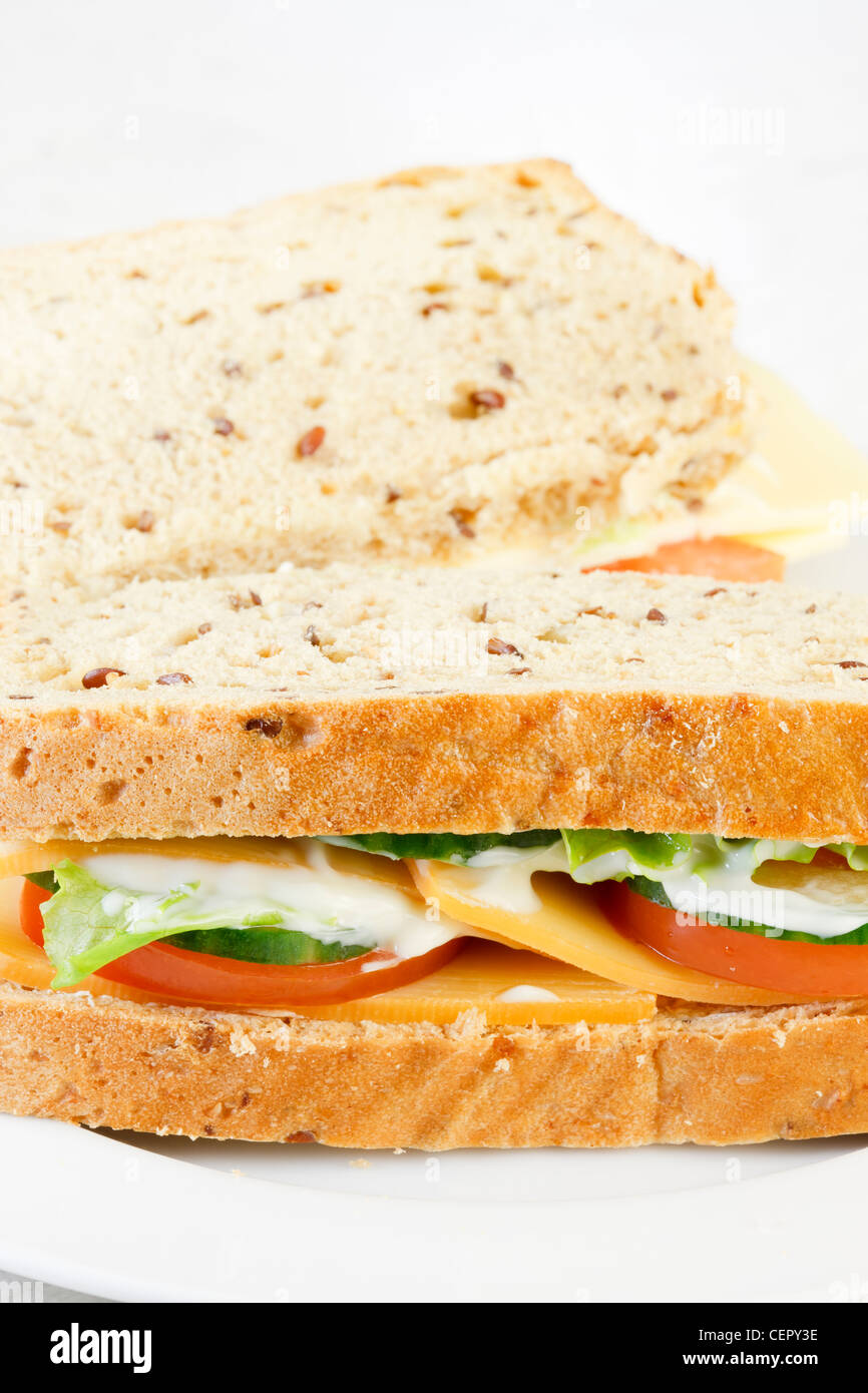 Cheese and salad sandwich Stock Photo