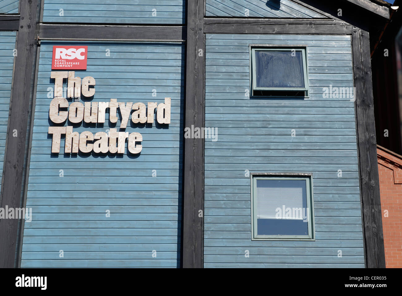A close up view of The Courtyard Theatre, the RSC's (Royal Shakespeare Company) new theatre, opened in 2006 to allow the company Stock Photo
