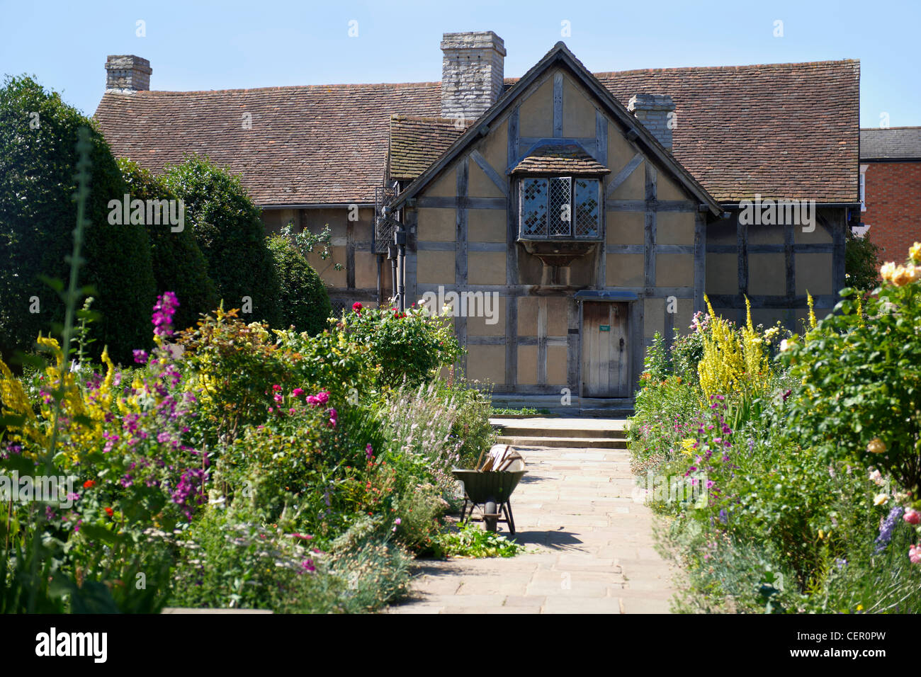 William Shakespeare's Birthplace and Garden in Henley Street, the most famous and most visited literary landmark in Britain. The Stock Photo