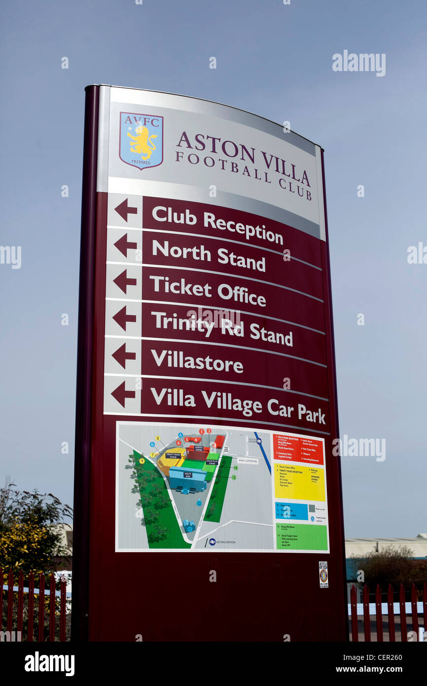 Signage outside Aston Villa football Ground. Stock Photo