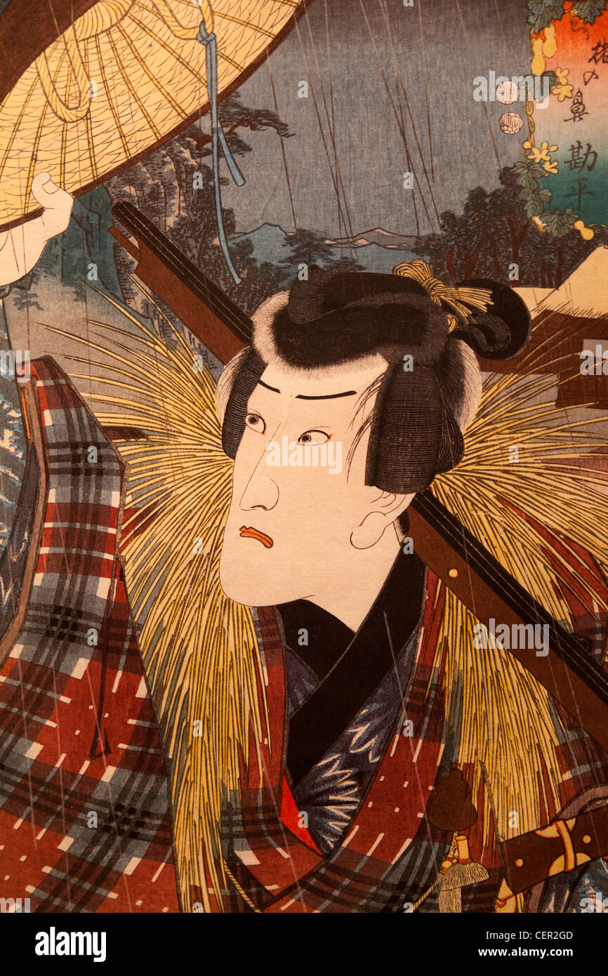 Kunisada woodblock print of famous Kabuki actors - the Ashmolean Museum Oxford Stock Photo