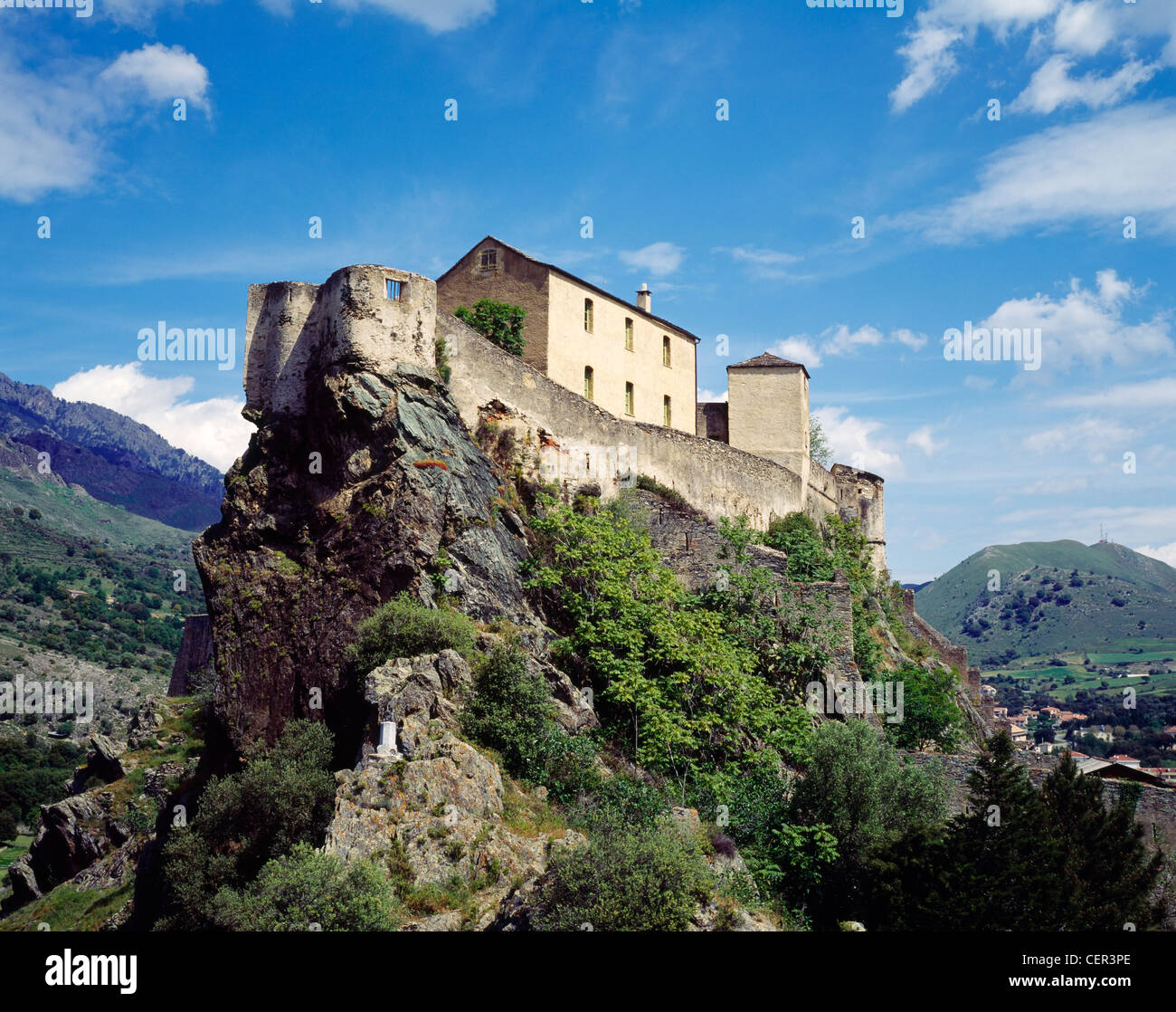The Citadel of Corte, Haute Corse, Corsica. Stock Photo