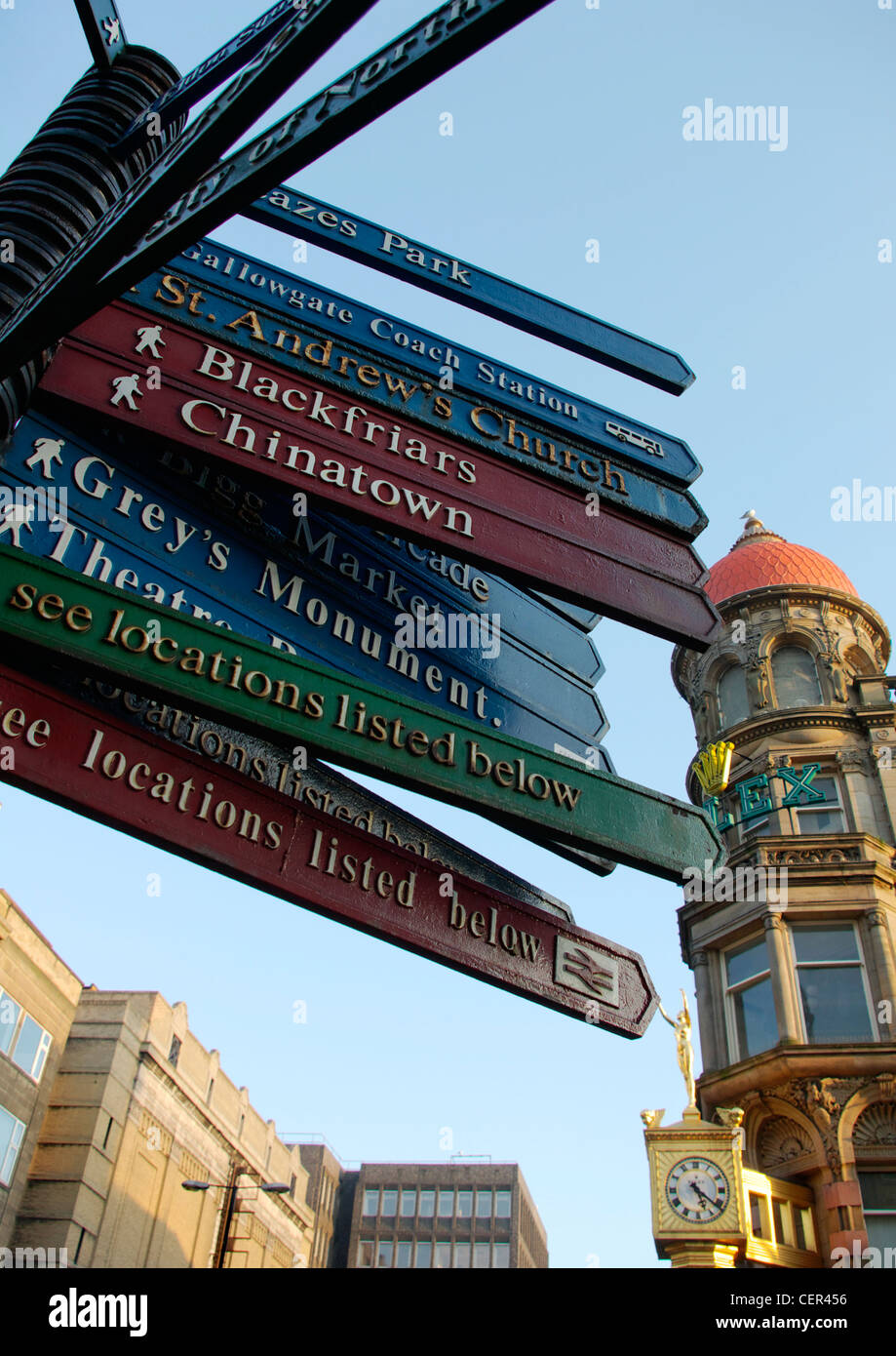 A signpost at the bottom of Northumberland Street. Stock Photo
