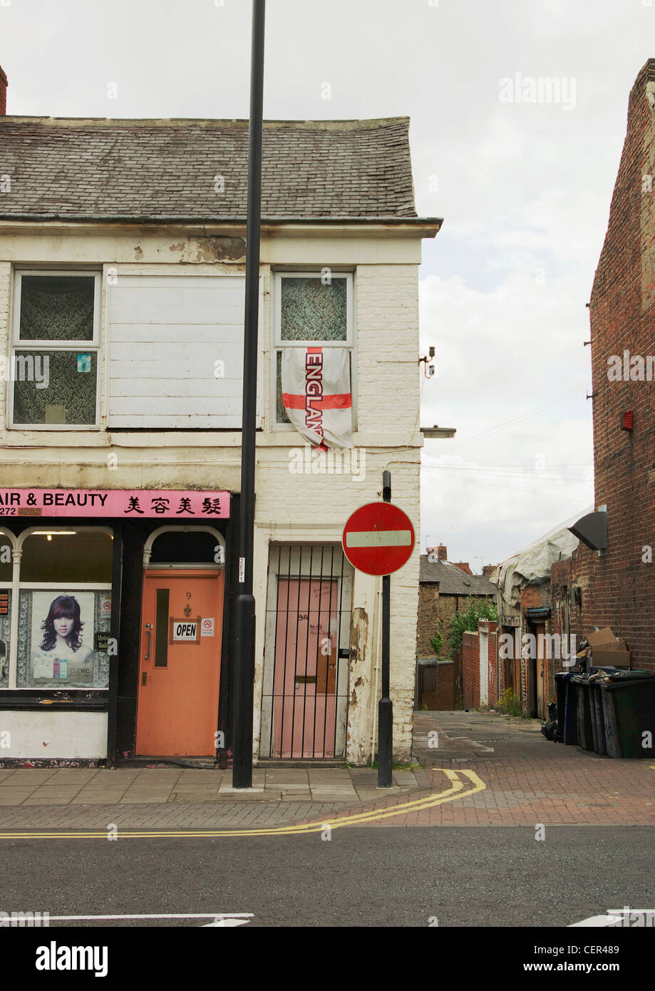 England flag hanging from window hires stock photography and images