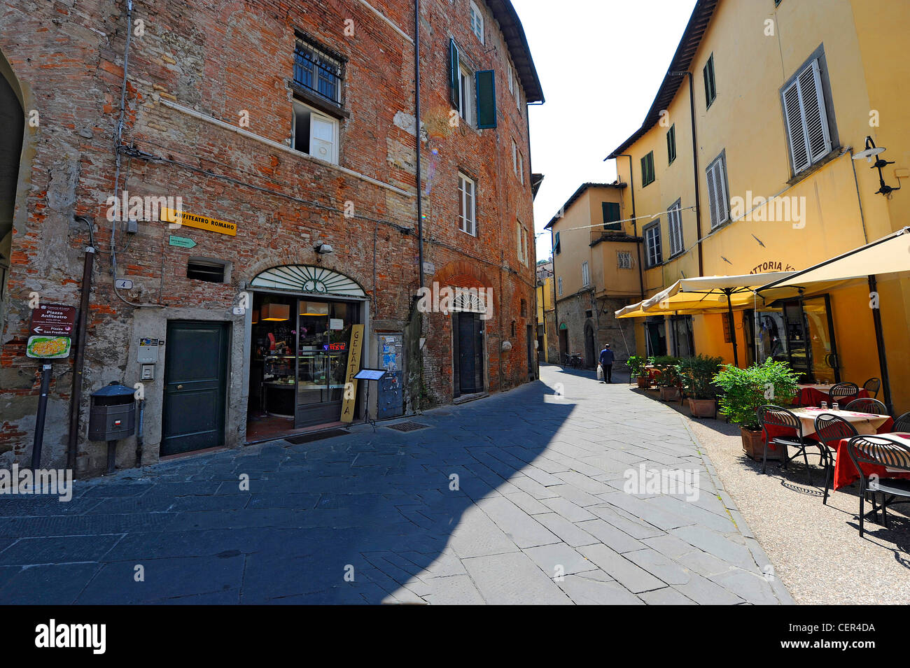 Streets Vias Way Narrow Lucca Italy Tuscany Europe Mediterranean Stock Photo