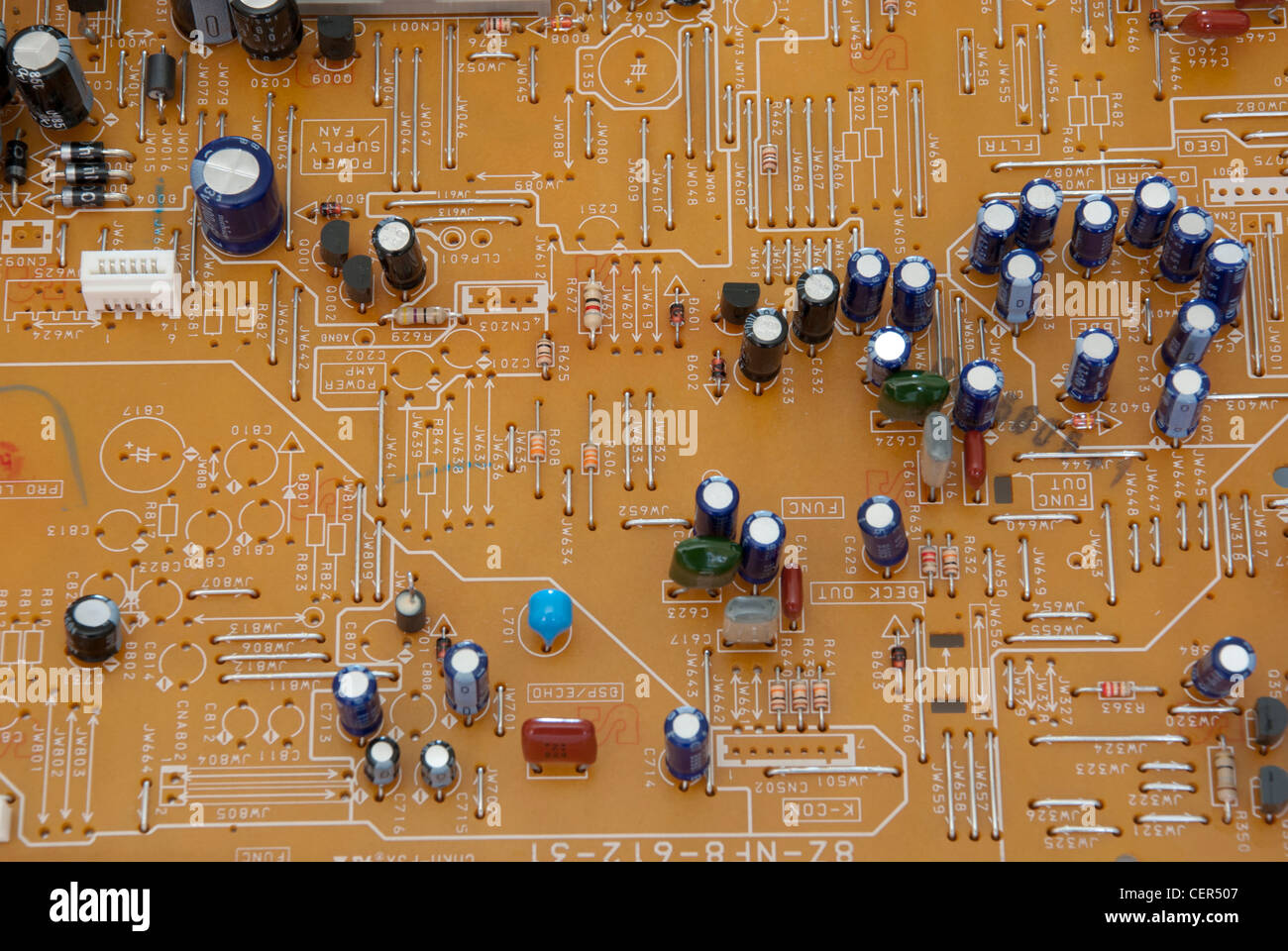 circuit board with chips and capacitors Stock Photo Alamy
