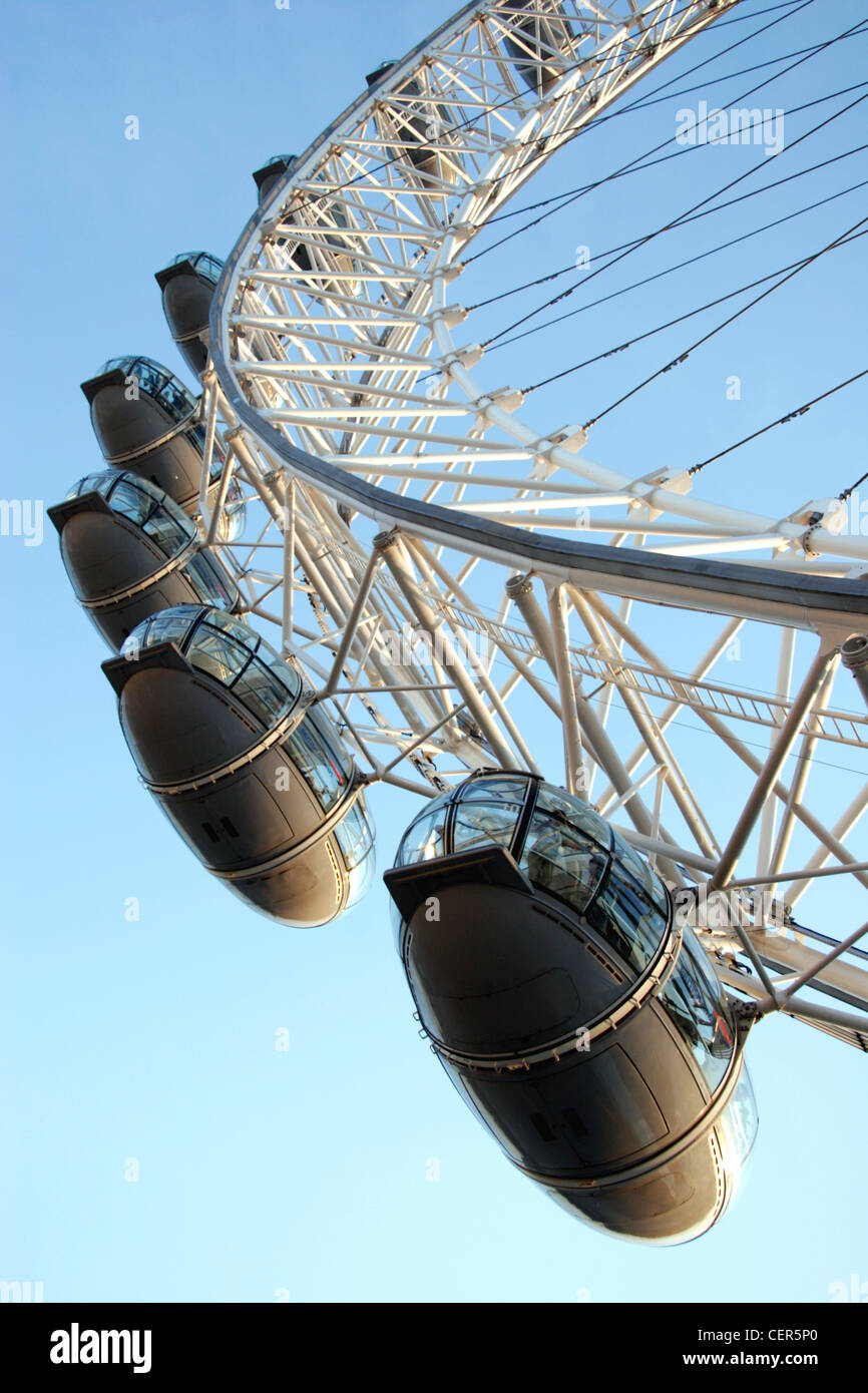 The London Eye viewed from below. Stock Photo
