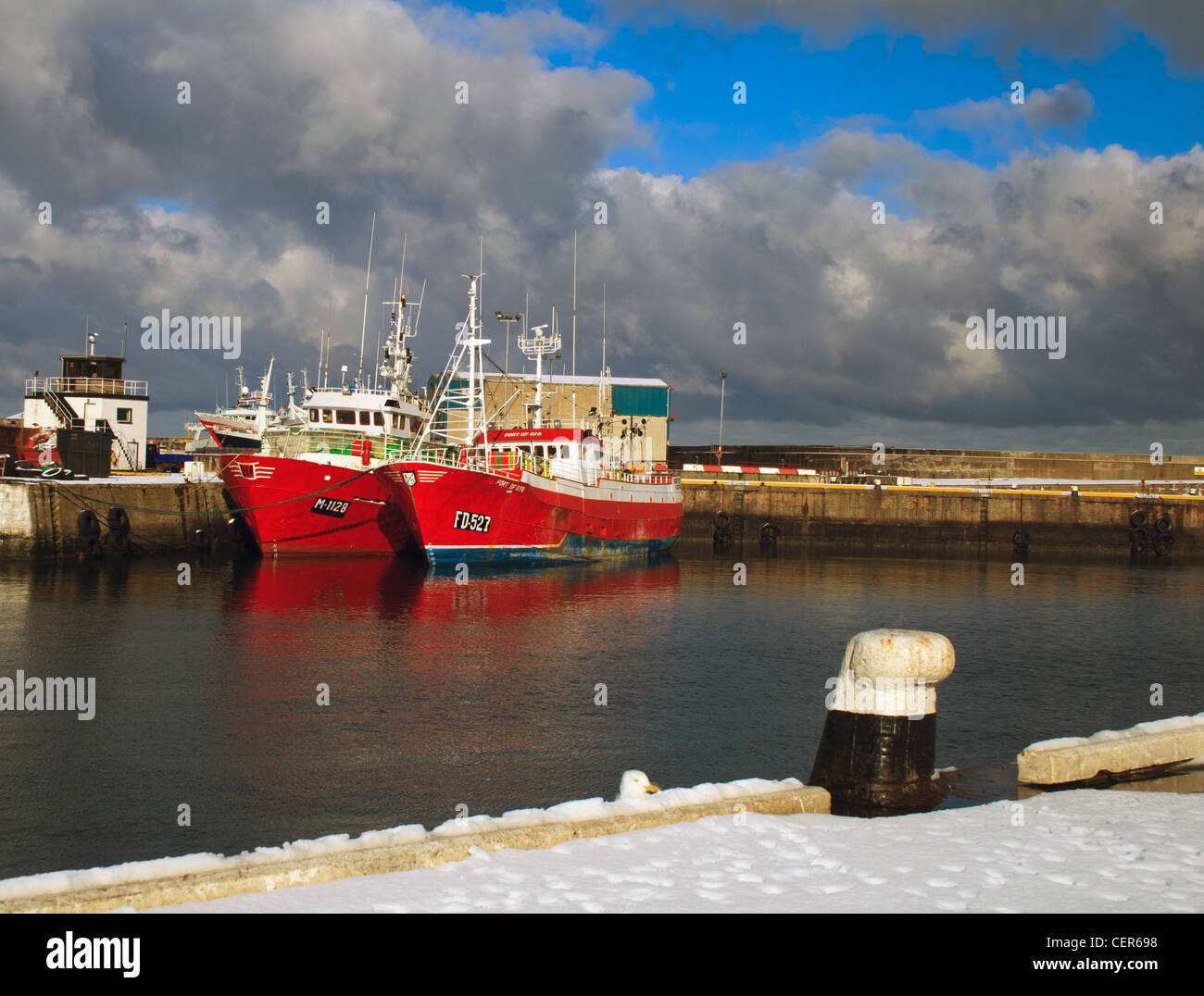 boats lying in fraserburgh harbour Stock Photo