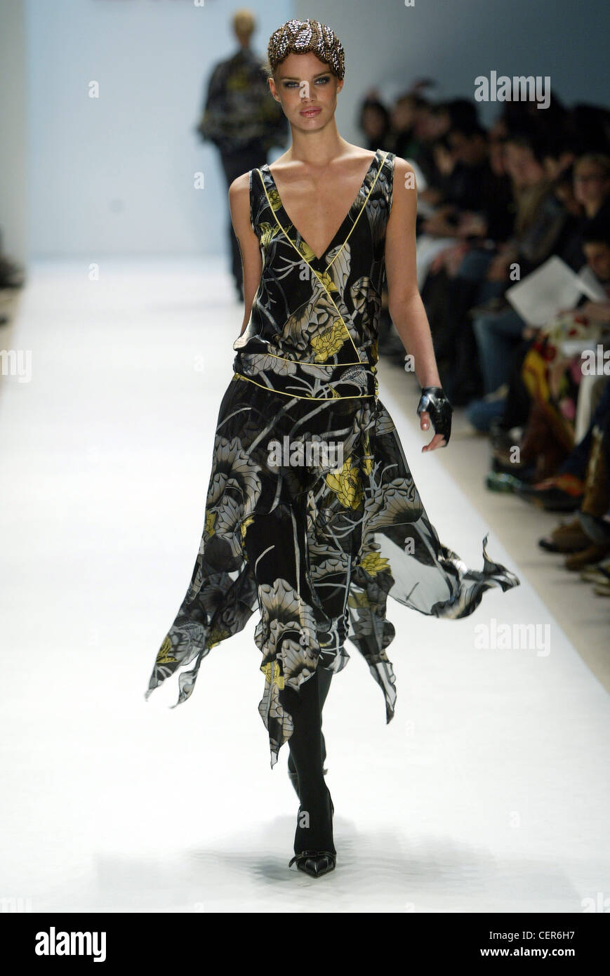 Sass and Bide New York Ready to Wear Autumn Winter Crochet skull cap and  floral print drop waist dress Stock Photo - Alamy
