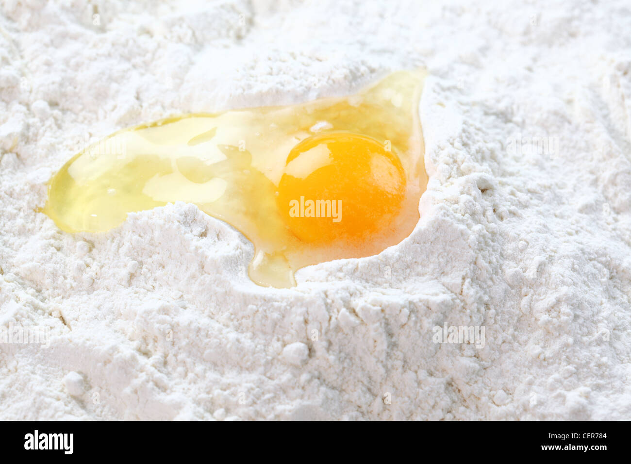Baking ingredient - flour and egg Stock Photo