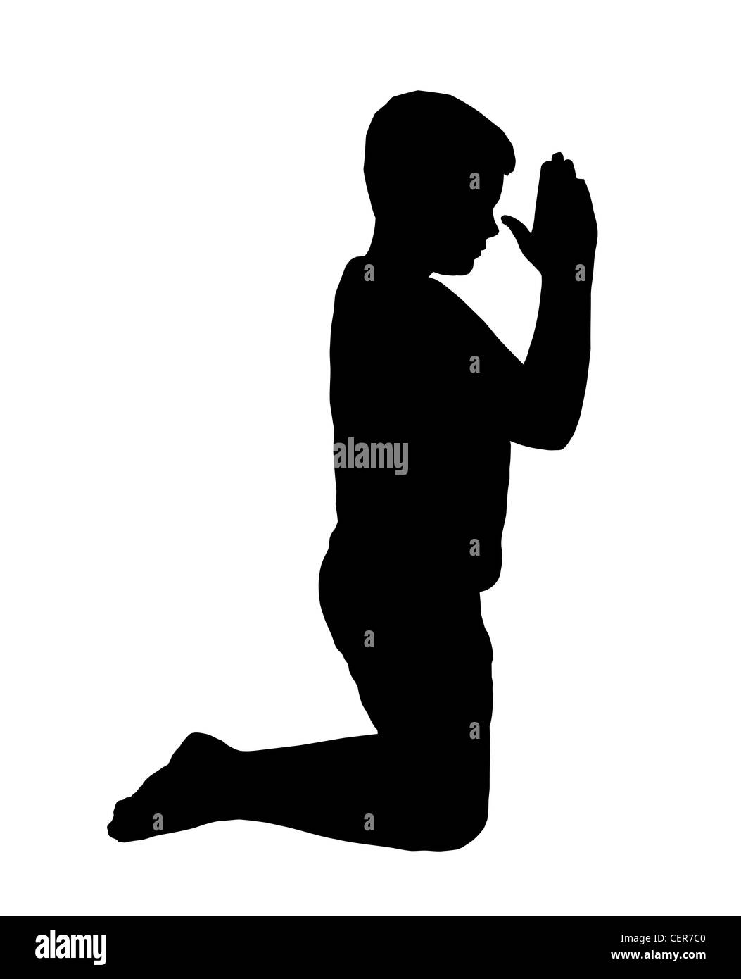 Kneeling boy Black and White Stock Photos & Images - Alamy