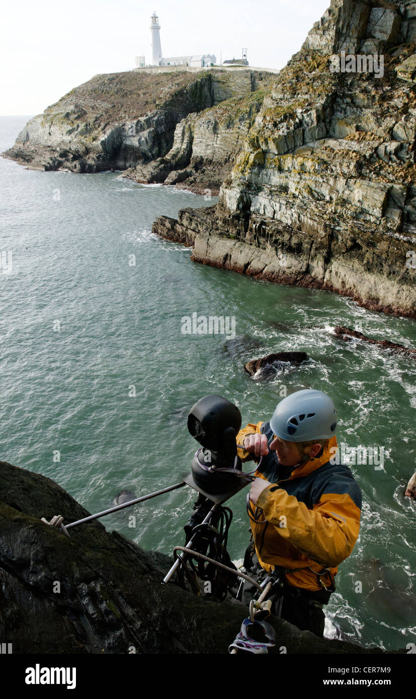 Remote access camera installation on a sea cliff Stock Photo - Alamy