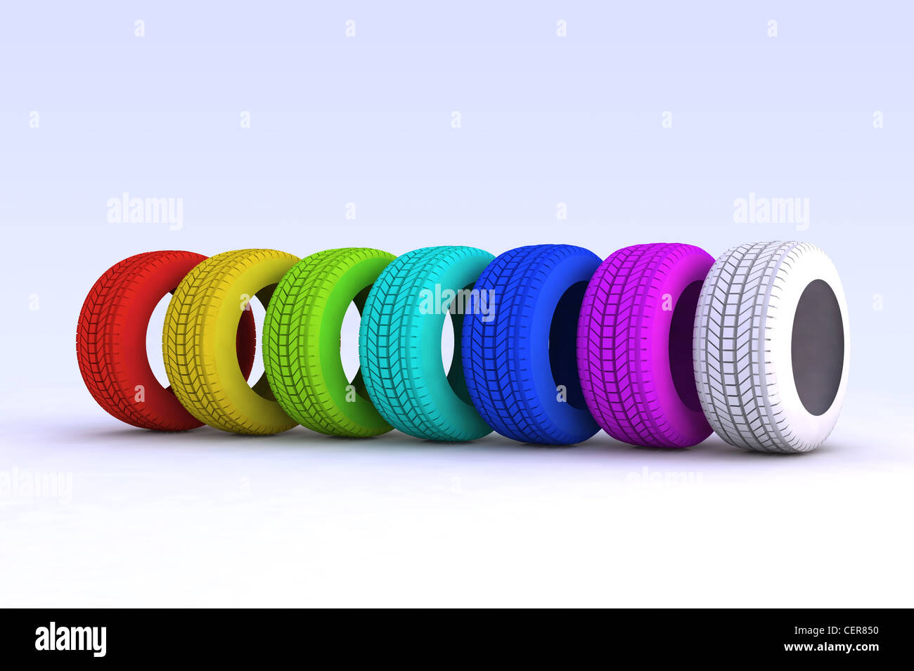series of colored tires 3d illustration Stock Photo Alamy