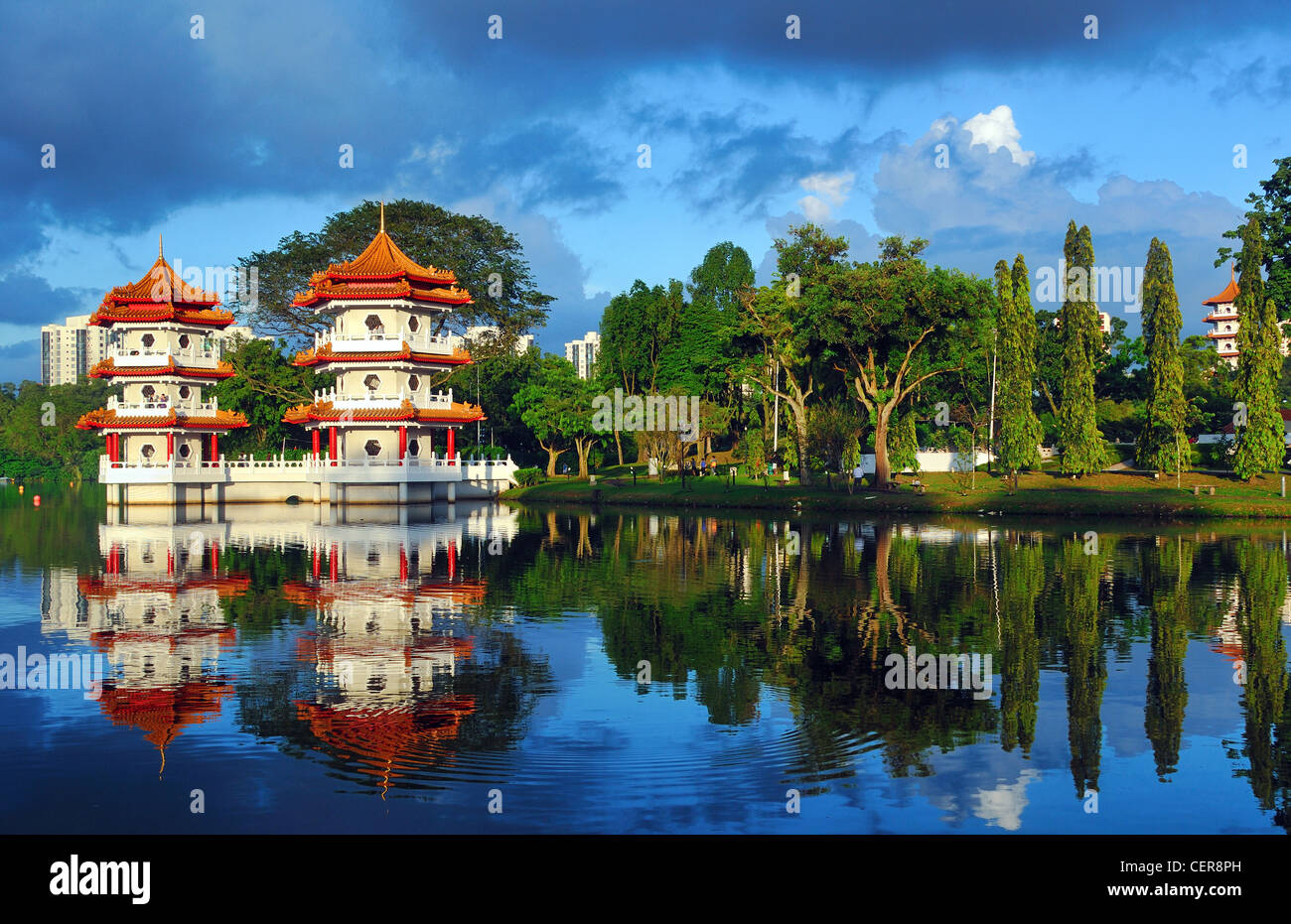 The Twin Pagodas At The Chinese Garden In Singapore Stock Photo Alamy