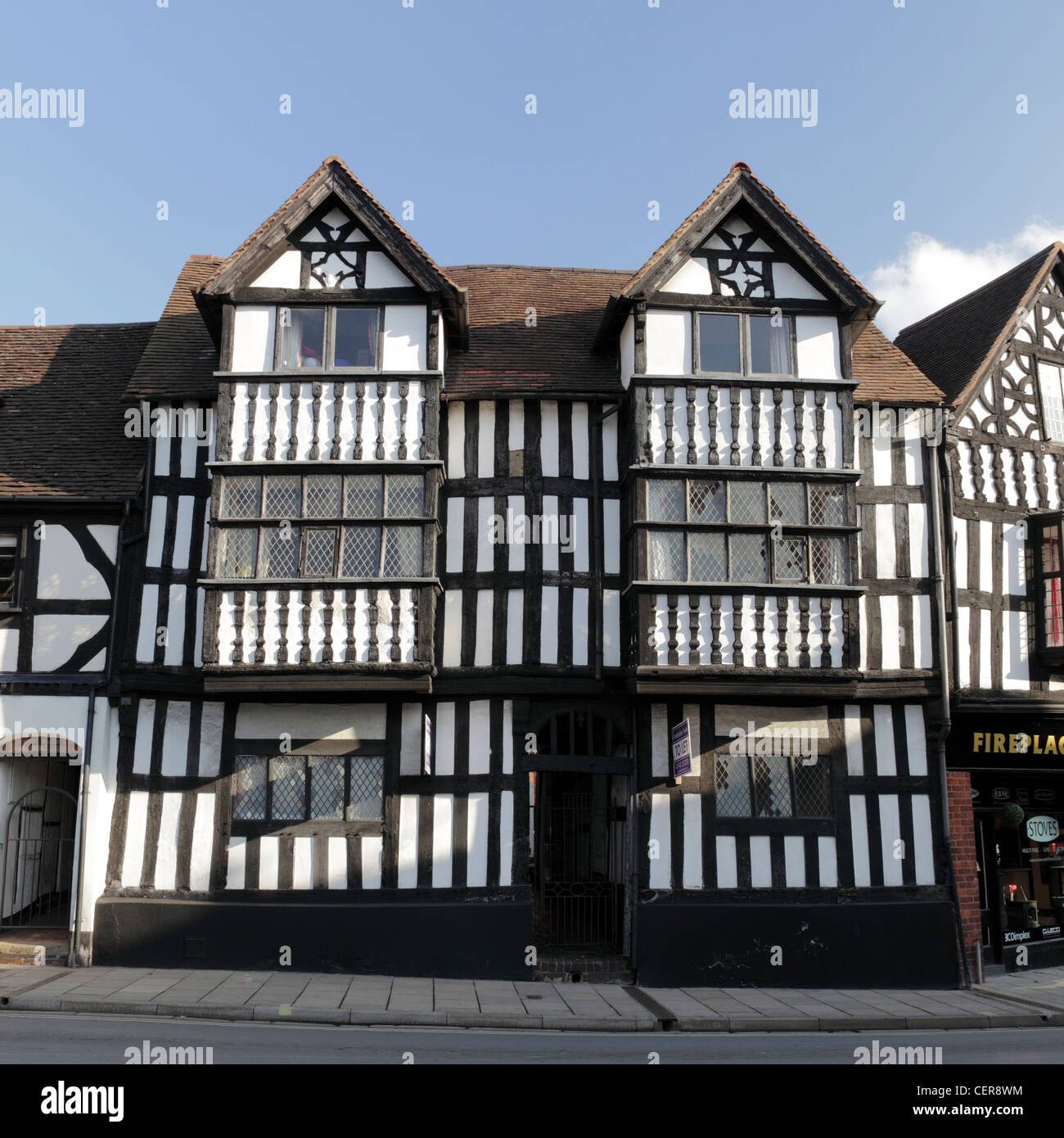 One of (7) images regarding tudor architecture in Frankwell, Shrewsbury in the photographer's library at this English venue. Stock Photo