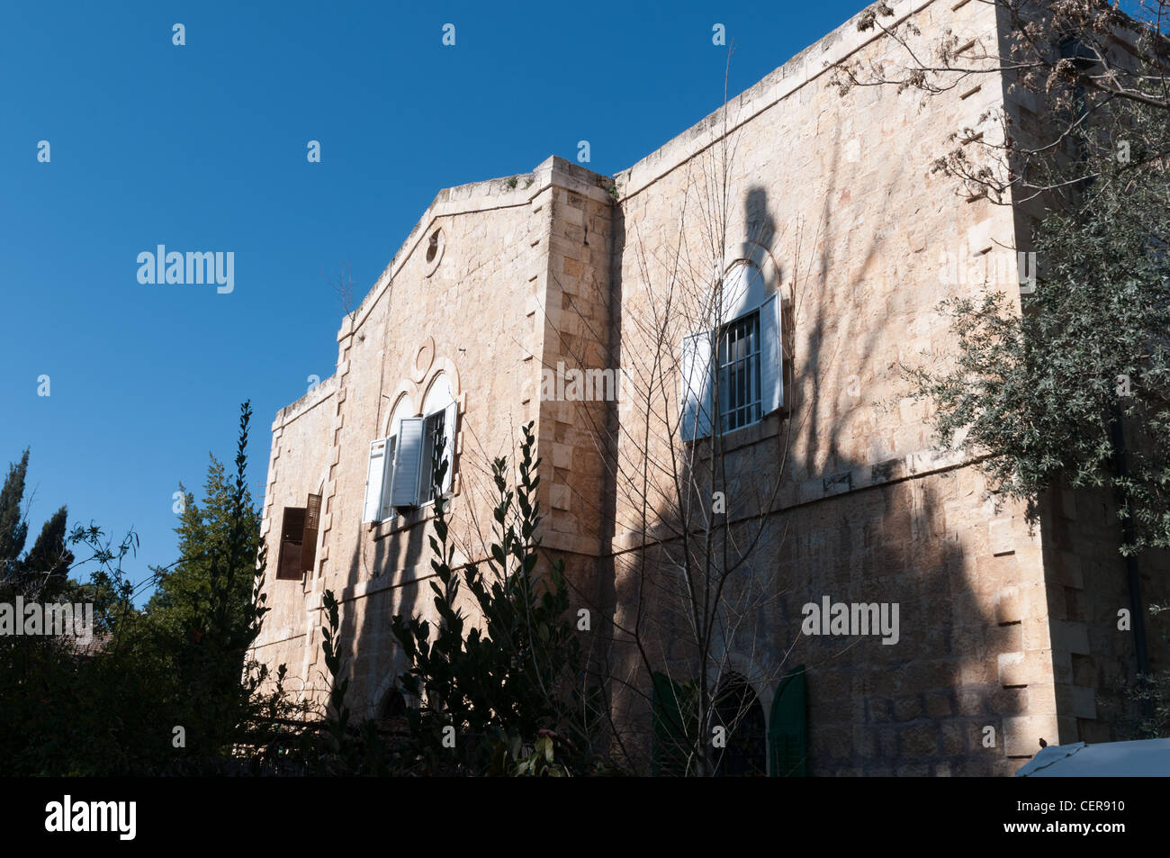 The German Colony in Jerusalem, The Miller's house at 6 Emek Refaim street Stock Photo