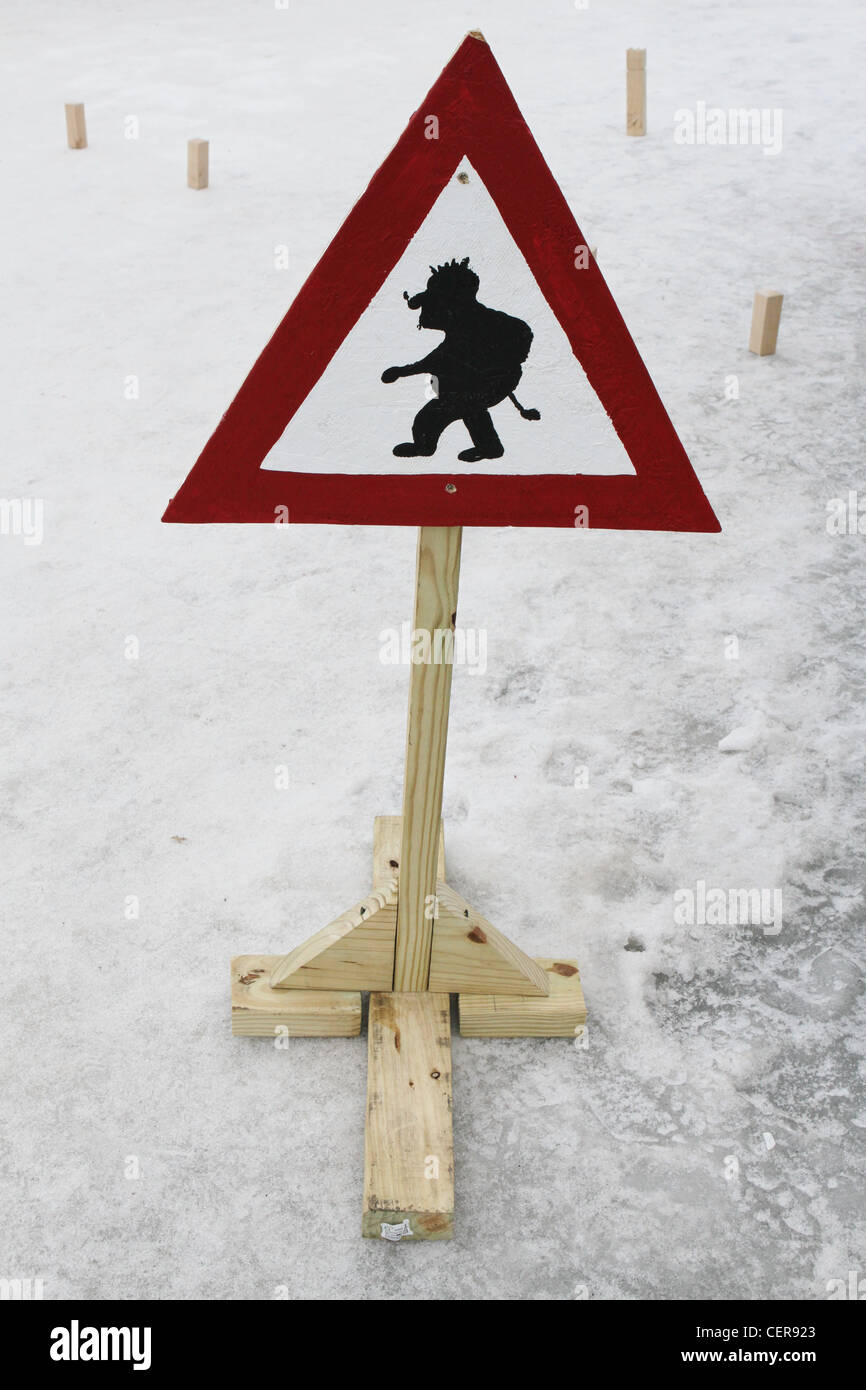 A troll crossing sign. Stock Photo