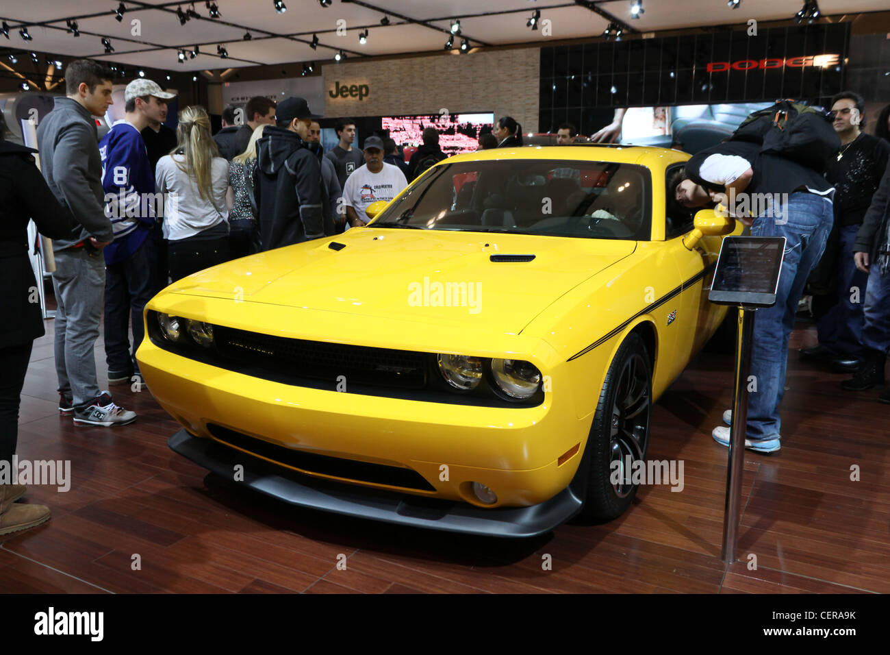 yellow muscle car fast racing powerful Stock Photo