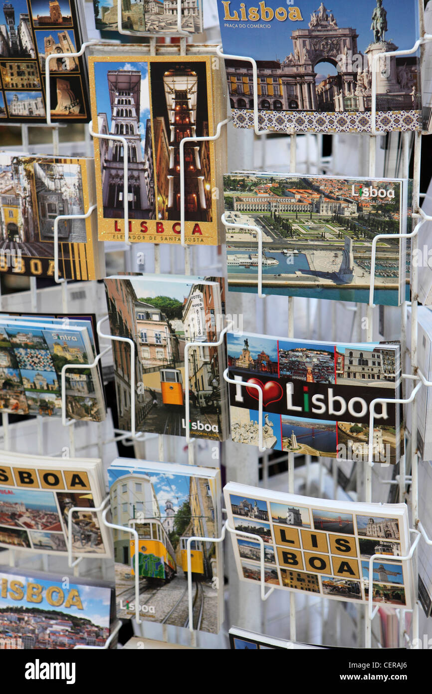 Postcards for sale, Lisbon, Portugal Stock Photo