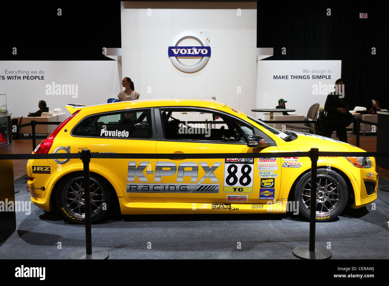 K-Pax Racing car Volvo C30 yellow Stock Photo