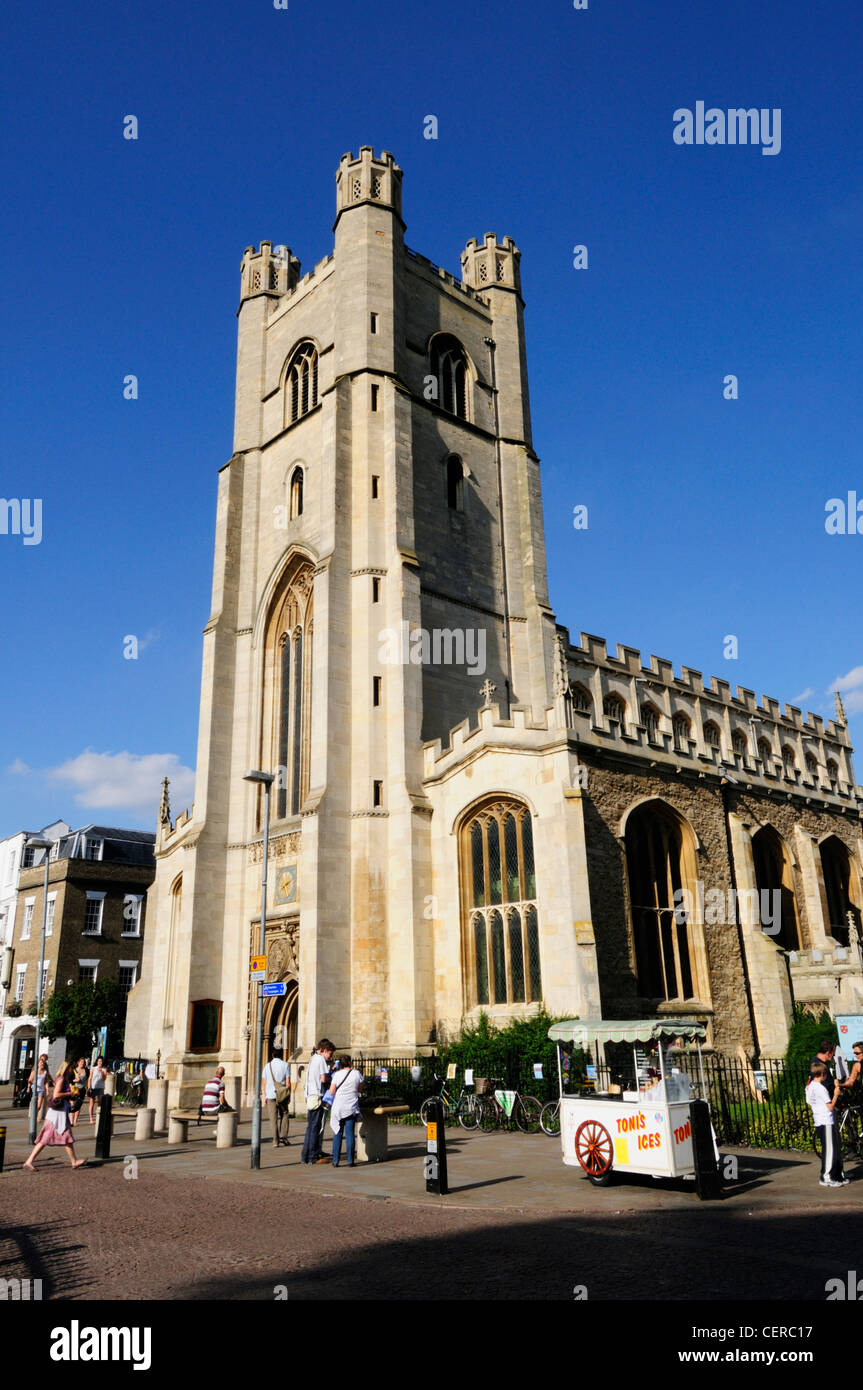 The historic church of Great St Mary's in Cambridge. The tower offers visitors one of the best views of Cambridge. Stock Photo