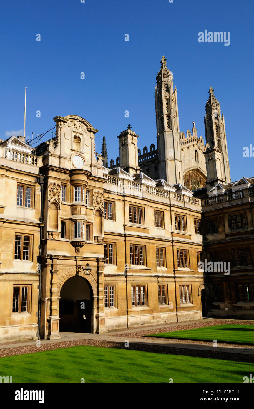 The Old Court of Clare College with King's College Chapel towering in the background. Stock Photo