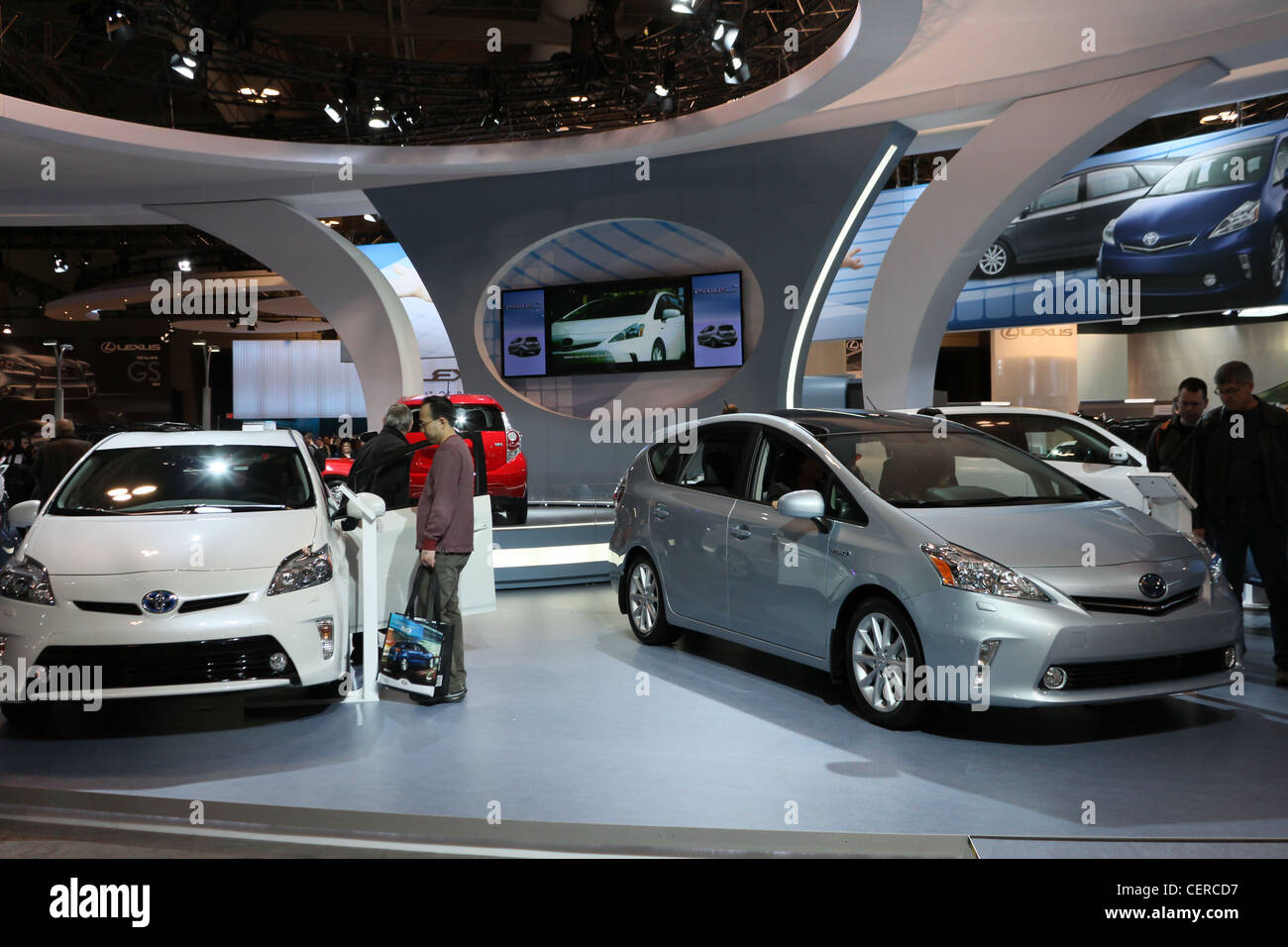 toyota prius electric hybrid car cars showroom Stock Photo
