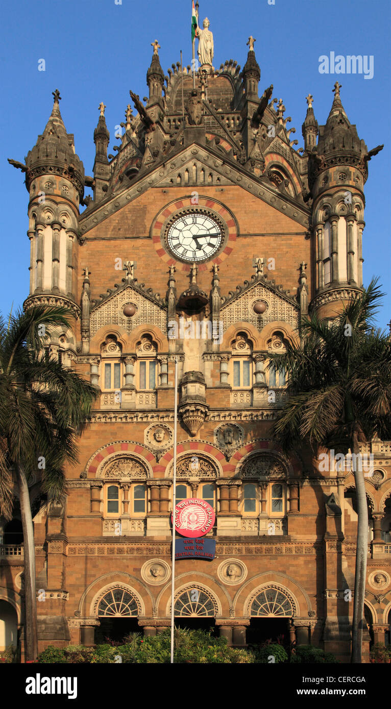 India, Maharashtra, Mumbai, Chhatrapati Shivaji Terminus, railway station, Stock Photo