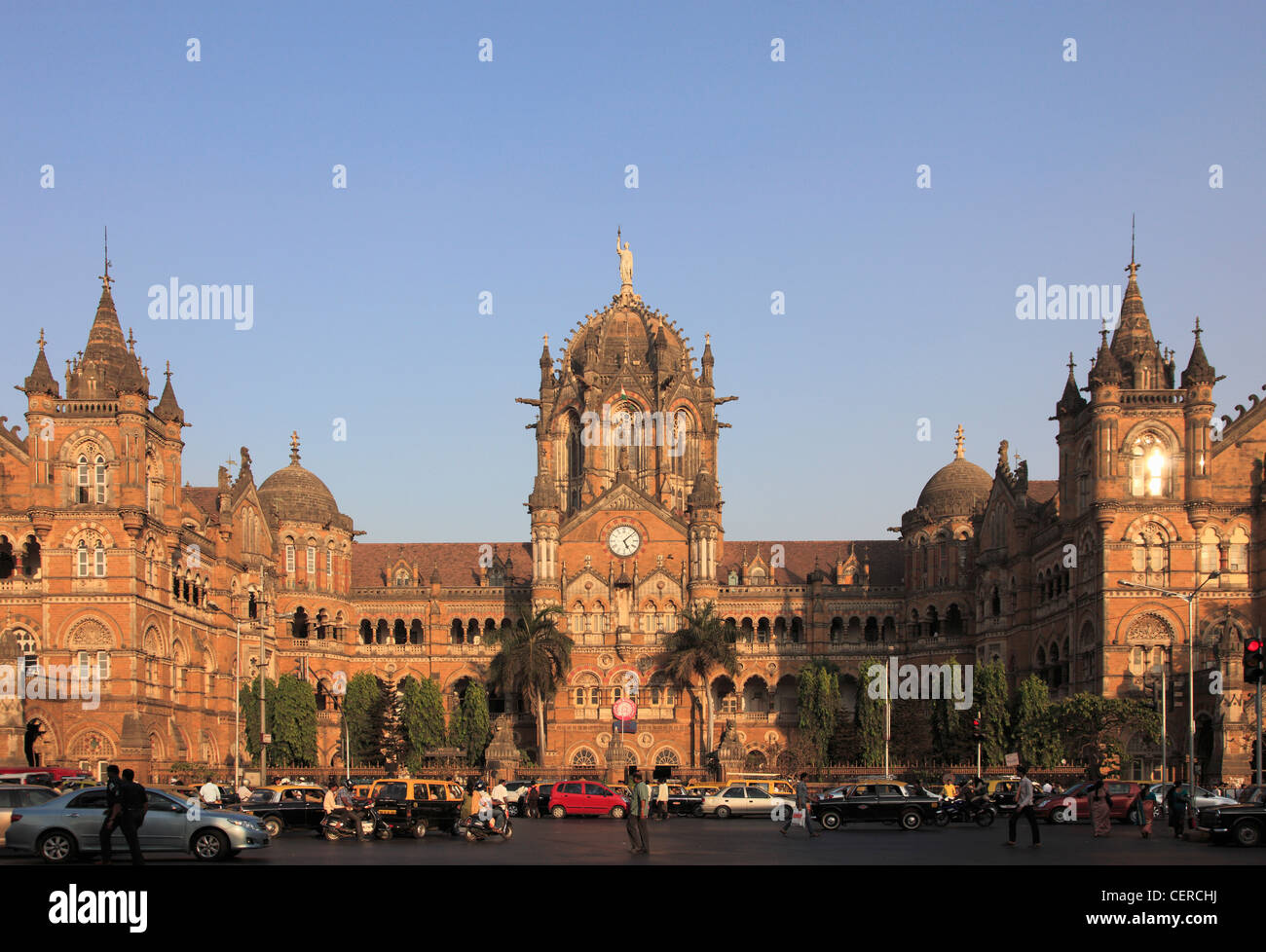 India, Maharashtra, Mumbai, Chhatrapati Shivaji Terminus, railway station, Stock Photo