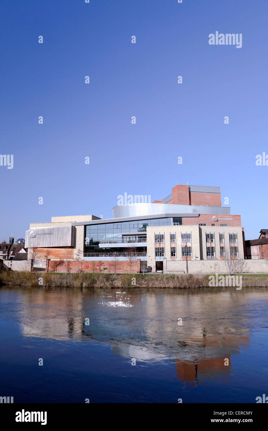 Theatre Severn in Shrewsbury, viewed from the Smithfield side of the river Severn Stock Photo