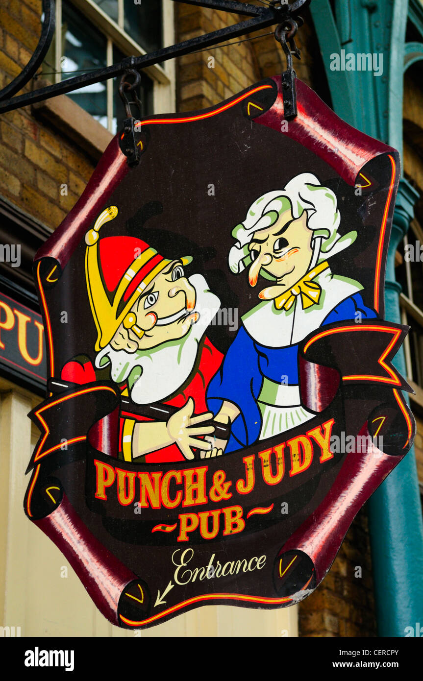 The Punch & Judy Pub sign in Covent Garden Stock Photo Alamy