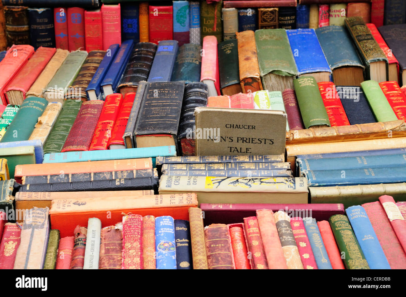 Secondhand books for sale on a stall at Portobello Road Market Stock