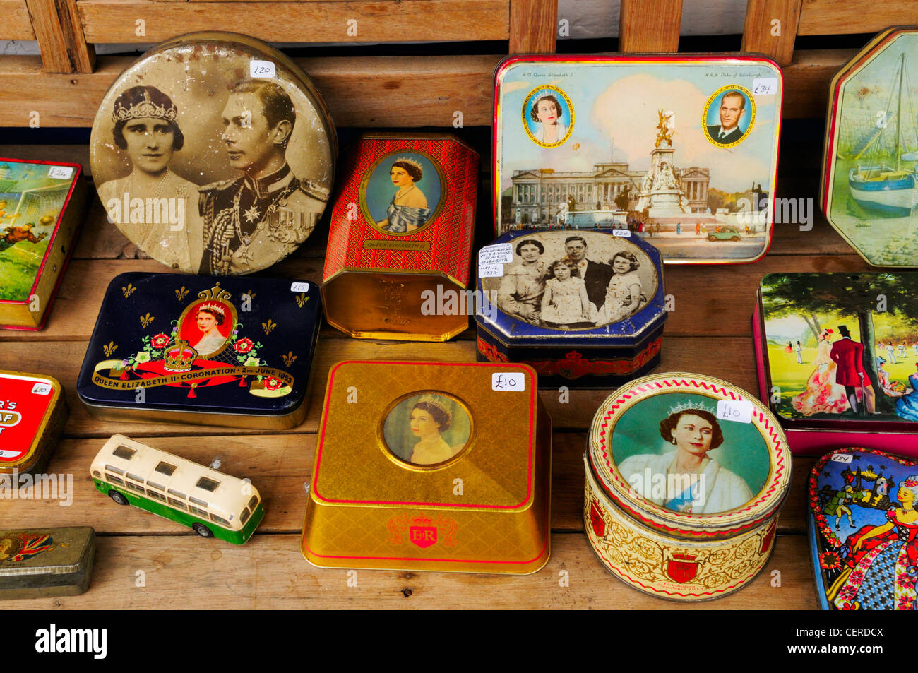 British Royal Family commemorative memorabilia on sale at Portobello