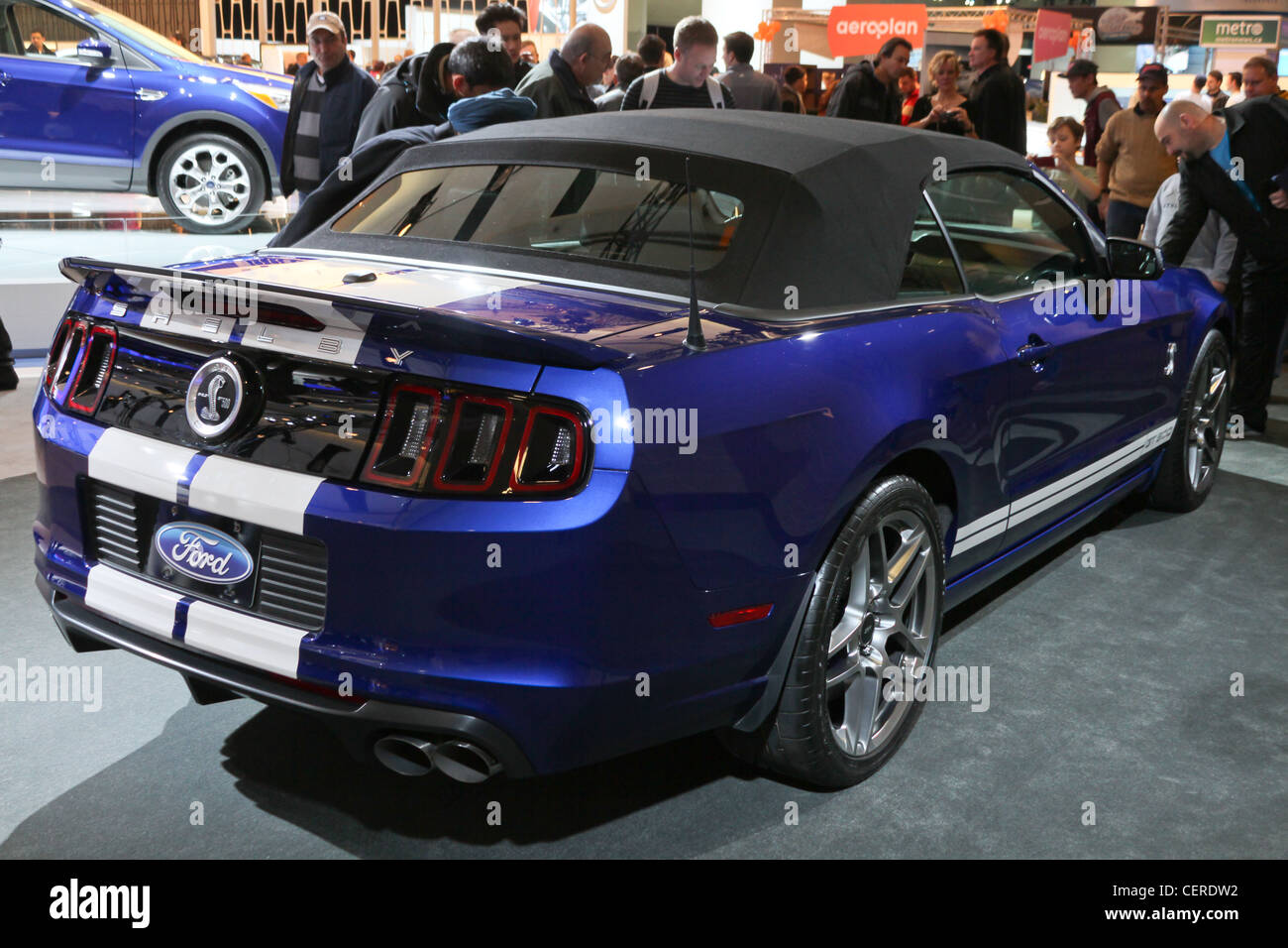 blue convertible muscle car rear ford shelby gt500 Stock Photo