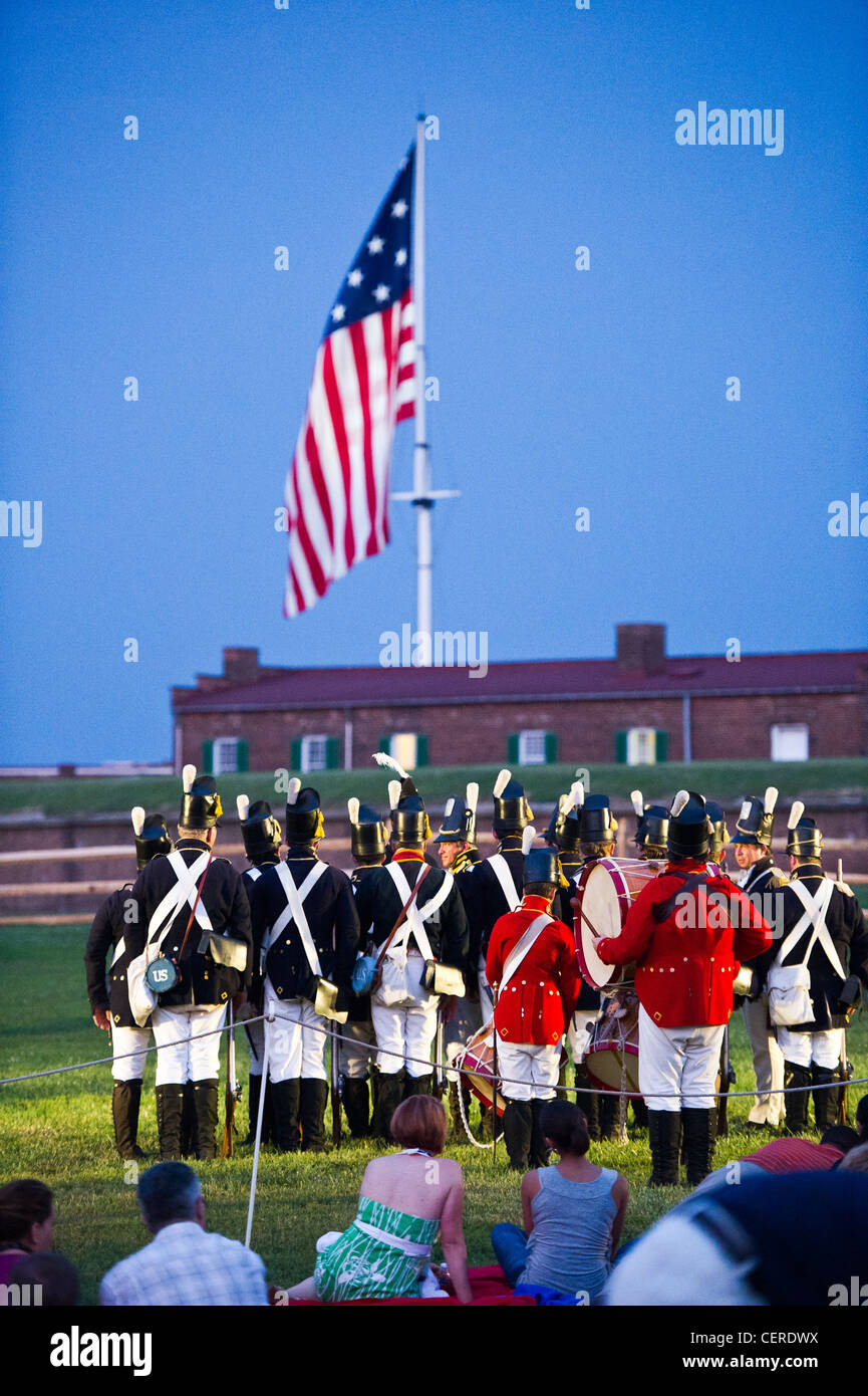 War of 1812 Reenactment at Fort McHenry Stock Photo
