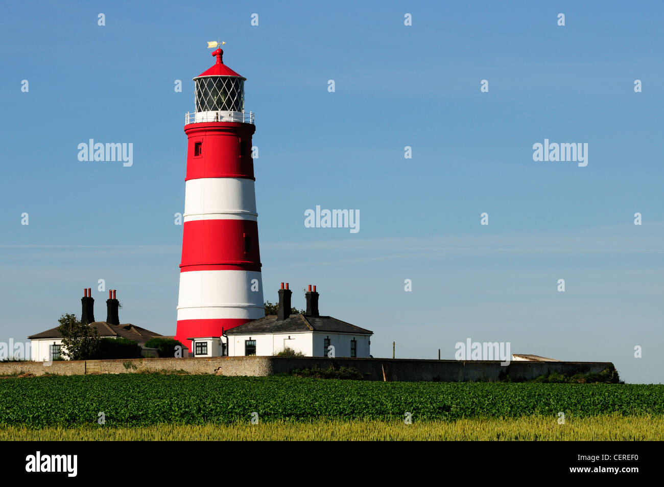 Happisburgh Lighthouse built in 1790, the oldest working light in East Anglia. Stock Photo