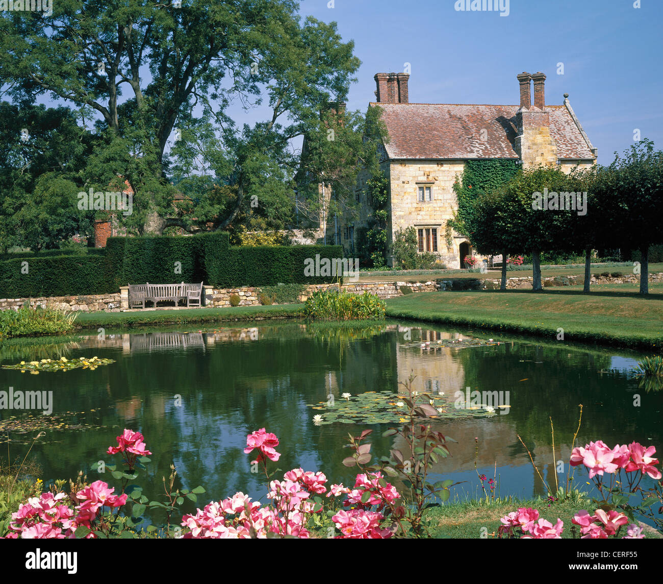 A view across the pond to Bateman's, once home to Rudyard Kipling. Stock Photo