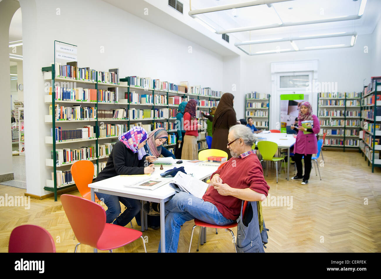 The library of the German Goethe Institute, a culture and language institute is frequented by