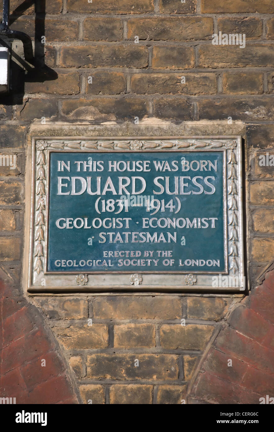 plaque marking the birthplace of geologist, economist and statesman, eduard suess, islington, london, england Stock Photo