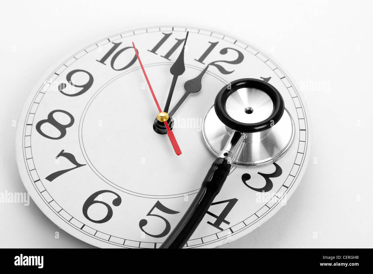 stethoscope and clock concept of time problems stock photo