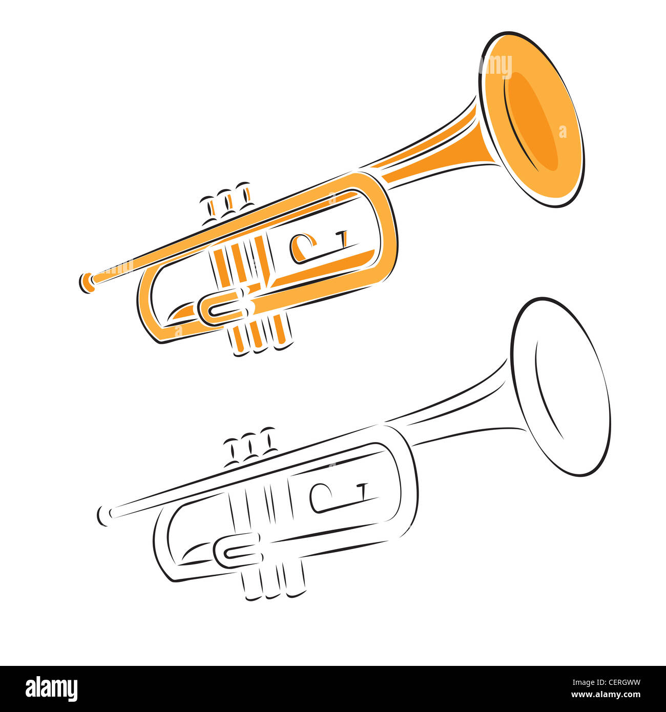 Trumpet set illustration isolated on white. Stock Photo