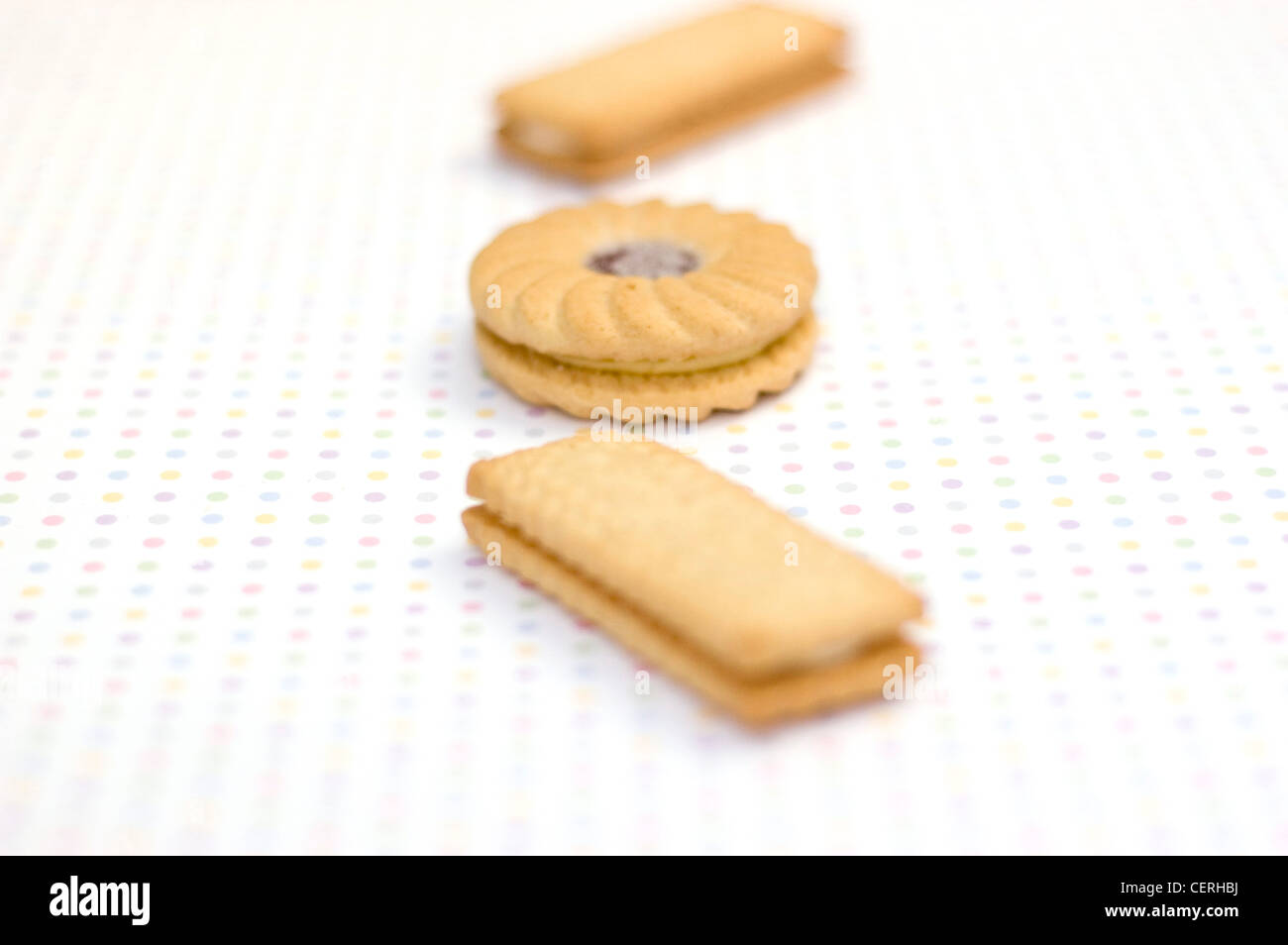 Biscuits in a line Stock Photo